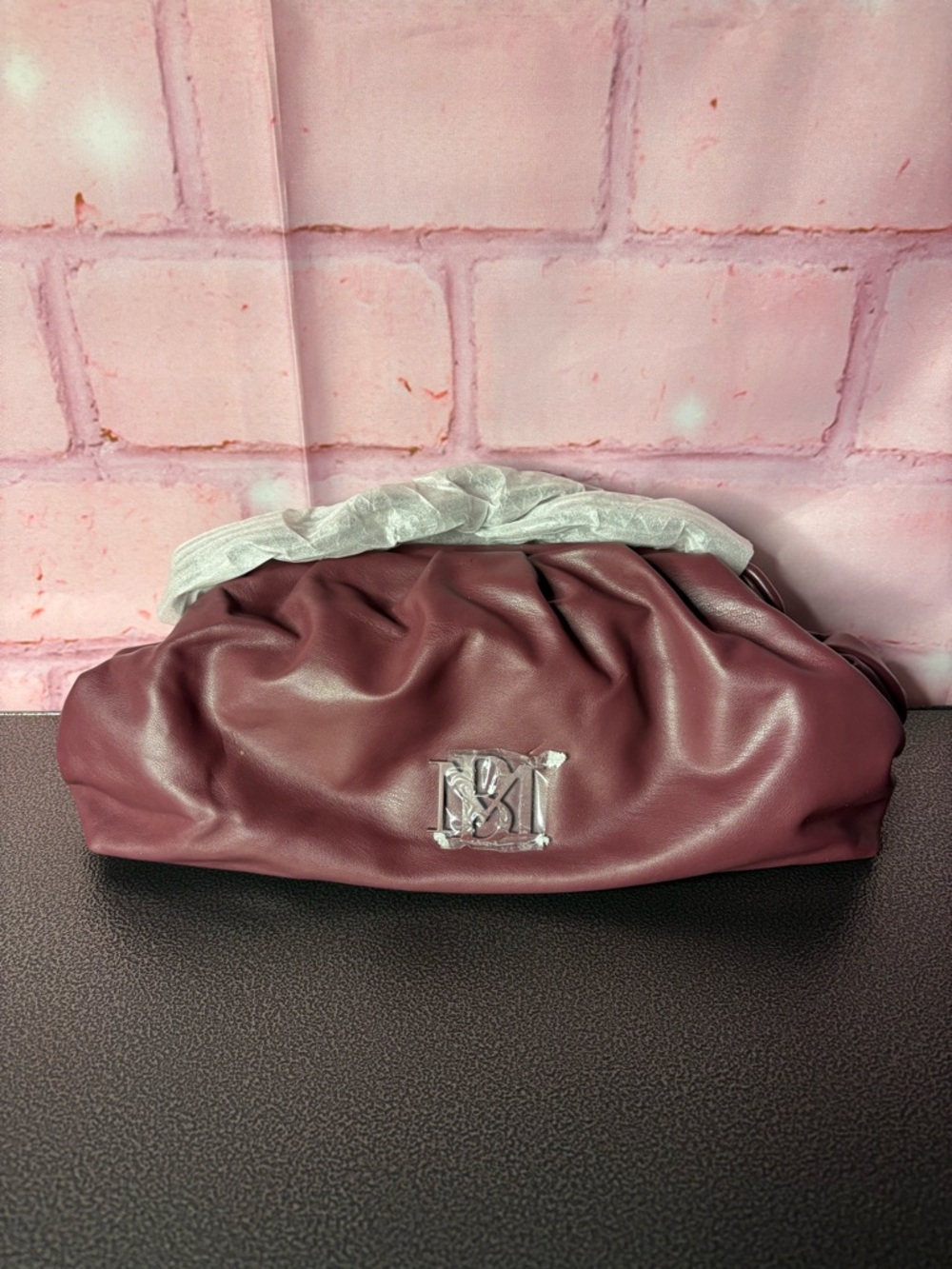 Badgley Mischka Dusty Rose Ruched Clutch